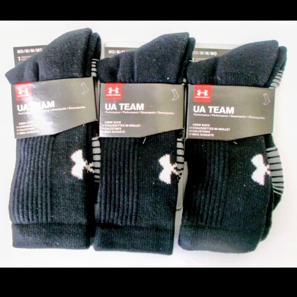 Under Armour Unisex UA Team Crew Socks Black - Picture 1 of 2